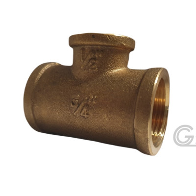 Brass T-Fitting reduced - 3/4" x 1/2" x 3/4"